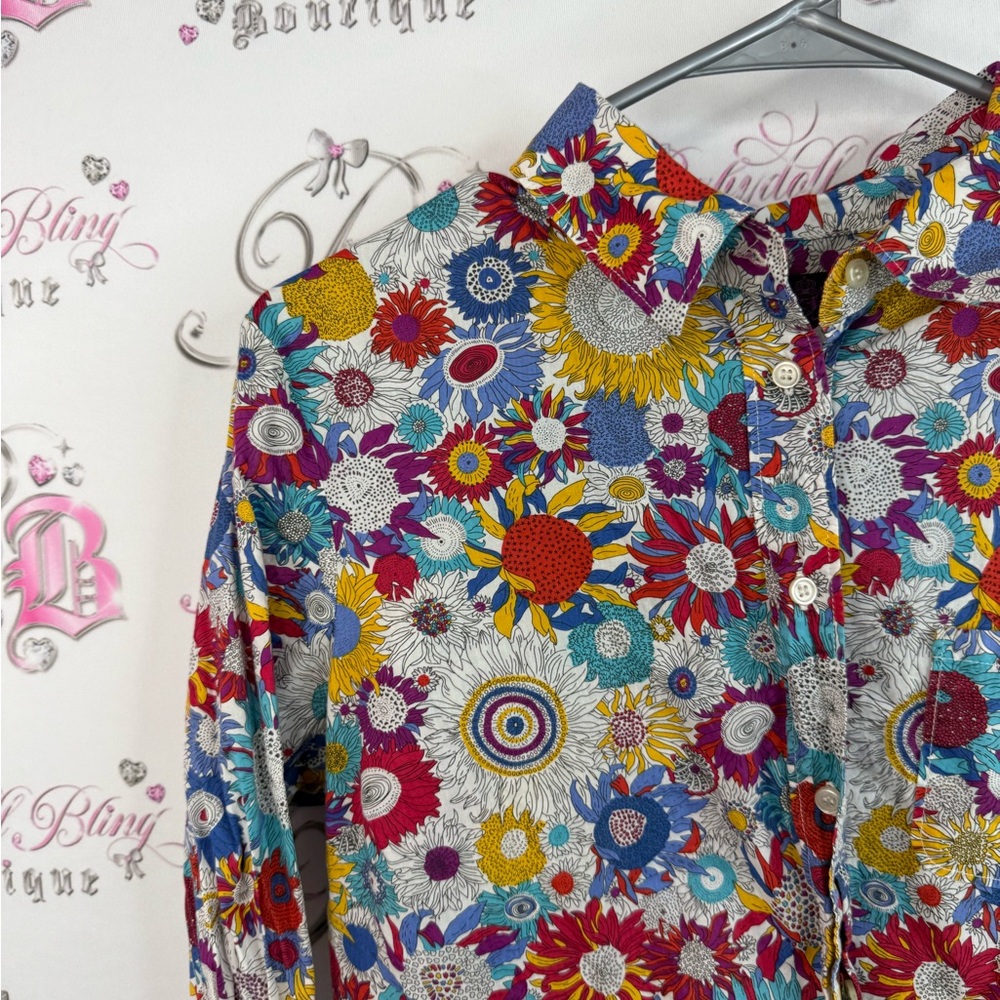 Liberty art fabrics button up long sleeve flowers Multicolor Floral  Shirt - Picture 5 of 15